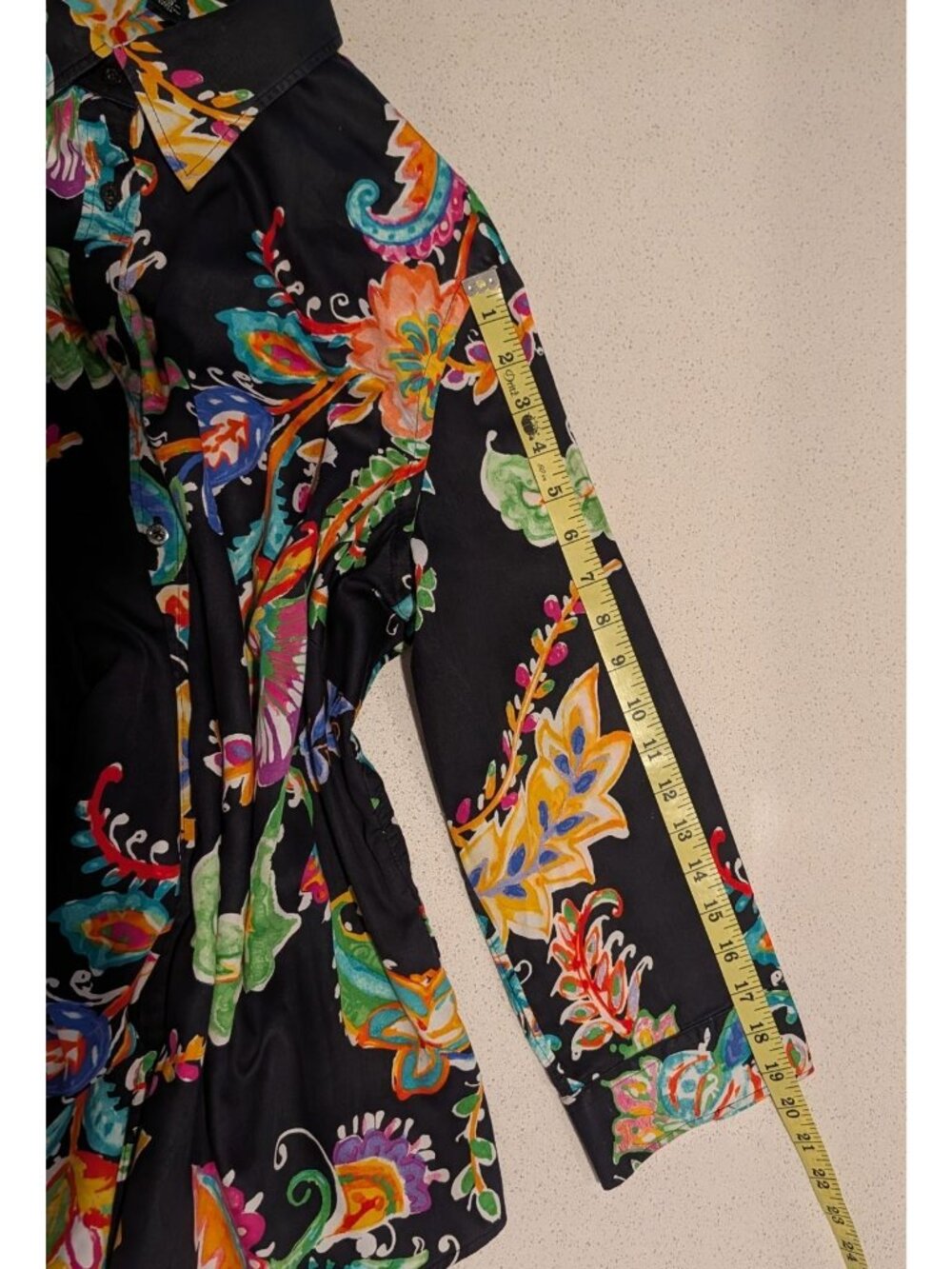 Lauren Ralph Lauren Womens Colorful Paisley Floral Button-Down Blouse 1X Black - Picture 14 of 16